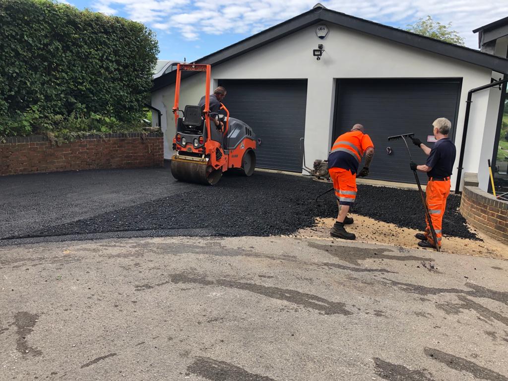 This is a photo of a bitumen driveway which is in the process of being installed by Chinchilla Asphalt & Bitumen Surfacing